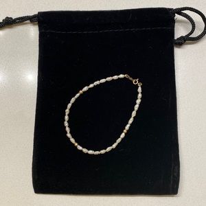 14k Solid Yellow Gold Seed Pearl Bracelet